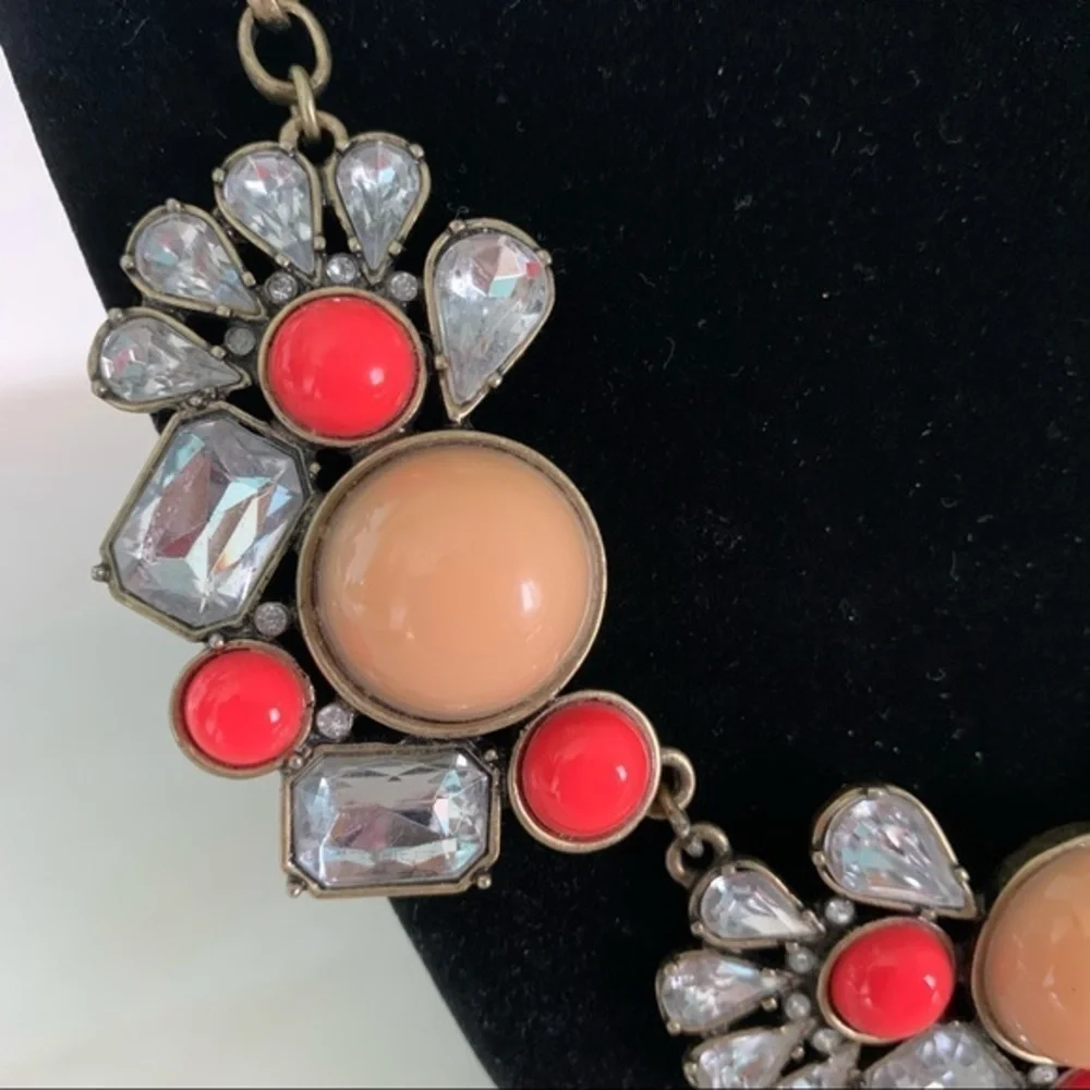 J. Crew Crystal Coral Floral Statement Necklace